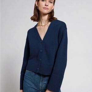 & Other Stories Blue Cardigan Sweater V-Neck Ribbed